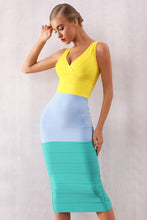 Load image into Gallery viewer, Color Block Surplice Bandage Dress
