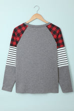 Load image into Gallery viewer, Plaid and Striped Sleeve Top
