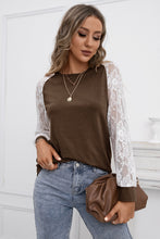 Load image into Gallery viewer, Lace Long Sleeve Contrast  Top
