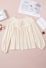 Load image into Gallery viewer, Swiss Dot Lace-Up Lace Trim Blouse
