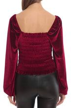 Load image into Gallery viewer, Smocked Square Neck Long Sleeve Blouse
