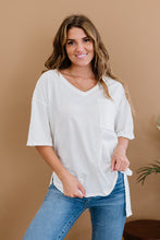 Load image into Gallery viewer, Zenana All-Nighter Full Size Run High-Low V-Neck Tee in Ivory
