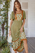 Load image into Gallery viewer, Bohemian Square Neck Flutter Sleeve Maxi Dress
