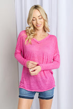 Load image into Gallery viewer, Zenana V-Neck Dropped Shoulder Slit Top in Hot Pink
