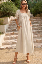 Load image into Gallery viewer, Smocked Square Neck Midi Dress with Pockets

