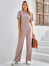 Load image into Gallery viewer, Textured Flutter Sleeve Top and Pants Set

