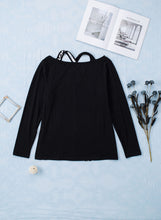 Load image into Gallery viewer, Leopard Color Block Crisscross Back Cold-Shoulder Top
