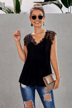 Load image into Gallery viewer, Eyelash Trim Spliced Lace V-Neck Tank
