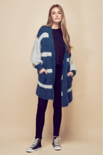 Load image into Gallery viewer, Petal Dew Striped Balloon Sleeve Open Front Fluffy Cardigan
