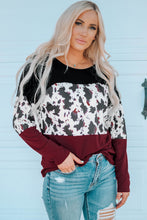Load image into Gallery viewer, Cow Print Color Block Long Sleeve Top
