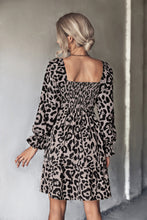 Load image into Gallery viewer, Leopard Smocked Flounce Sleeve Tiered Dress
