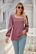 Load image into Gallery viewer, Waffle-Knit Puff Sleeve Square Neck Top
