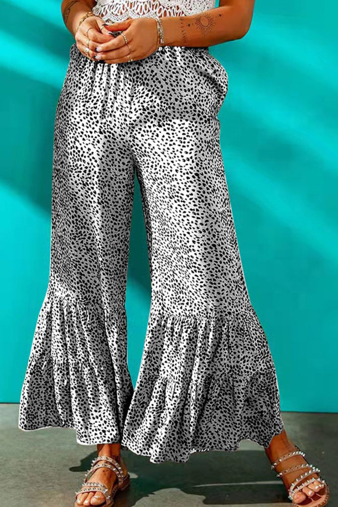 Printed Ruffled Wide Leg Pants