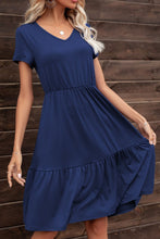 Load image into Gallery viewer, V-Neck Short Sleeve Tiered Dress
