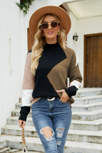 Load image into Gallery viewer, Color Block Mock Neck Ribbed Trim Sweater
