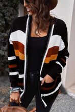 Load image into Gallery viewer, Striped Open Front Dropped Shoulder Longline Cardigan
