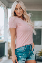Load image into Gallery viewer, Textured Breast Pocket Buttoned Tee Shirt
