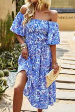 Load image into Gallery viewer, Floral Square Neck Tiered Midi Dress
