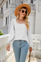 Load image into Gallery viewer, Waffle-Knit Puff Sleeve Square Neck Top
