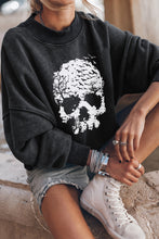 Load image into Gallery viewer, Round Neck Dropped Skull Graphic Sweatshirt
