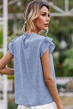 Load image into Gallery viewer, Heart Print Frill Neck Flutter Sleeve Blouse
