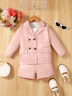 Plaid Double-Breasted Blazer, Cami, and Shorts Set