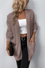 Load image into Gallery viewer, Rib-Knit Open Front Pocketed Cardigan
