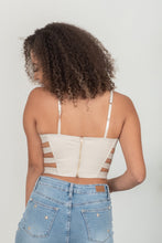 Load image into Gallery viewer, SHOPIRISBASIC Ready to Go Faux Leather Strappy Bustier Crop Top in Oyster
