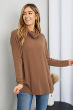 Load image into Gallery viewer, Zenana Full Size Slit High-Low Funnel Neck Top in Mocha
