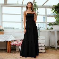 Lace-Up Tiered Maxi Dress