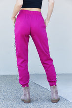 Load image into Gallery viewer, Zenana Animal Lover Full Size Leopard Panel Joggers in Magenta
