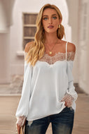 Eyelash Lace Cold Shoulder Top