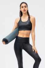Load image into Gallery viewer, Faux Leather Double Crisscross Strap Sports Bra
