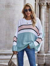 Load image into Gallery viewer, Striped Horizontal Ribbing Long Sleeve Tunic Sweater
