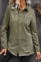 Load image into Gallery viewer, Distressed Snap Down Denim Jacket
