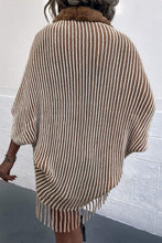 Load image into Gallery viewer, Striped Faux Fur Trim Open Front Cardigan
