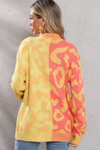 Load image into Gallery viewer, Leopard Button Front Ribbed Trim Cardigan
