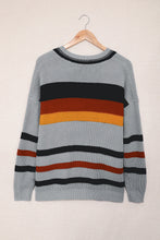 Load image into Gallery viewer, Striped Open Front Dropped Shoulder Longline Cardigan
