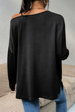 Load image into Gallery viewer, Heathered Asymmetrical Neck Slit Tunic Top
