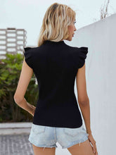 Load image into Gallery viewer, Flutter Sleeve Mock Neck Ribbed Top
