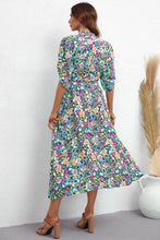 Load image into Gallery viewer, Floral Notched Neck Half Sleeve Dress
