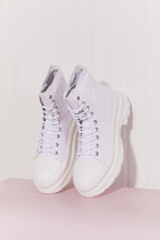 Load image into Gallery viewer, Berness Stick To It Platform Lace-Up Booties in White
