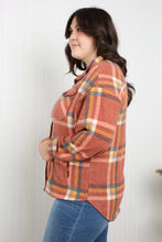 Load image into Gallery viewer, Zenana Pumpkin Spice Full Size Plaid Shacket in Rust
