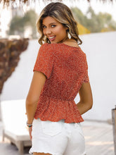 Load image into Gallery viewer, Printed V-Neck Decorative Button Blouse
