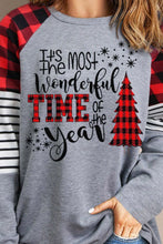 Load image into Gallery viewer, Christmas Mixed Print Letter Graphic Raglan Sleeve Top
