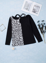 Load image into Gallery viewer, Leopard Color Block Crisscross Back Cold-Shoulder Top
