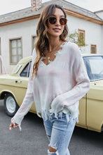 Load image into Gallery viewer, Plaid Frayed Trim V-Neck Sweater
