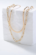 Snake Chain and Cable Chain Double-Layered Necklace