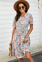 Load image into Gallery viewer, Striped Floral Short Sleeve  Dress with Pockets
