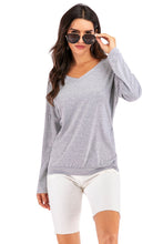Load image into Gallery viewer, V-Neck Drop Shoulder Open Back Sweatshirt
